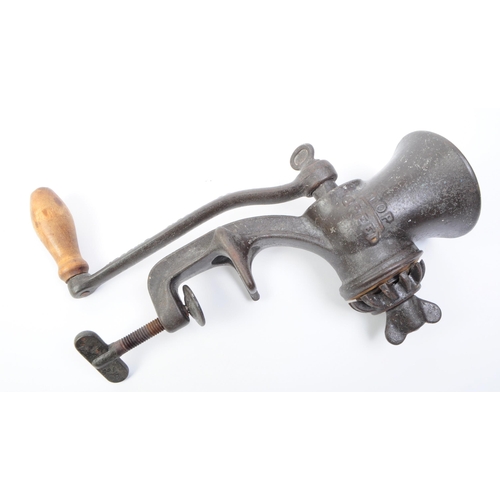 276 - Bolinder's, Sweden - A vintage 20th century cast iron bench meat grinder. Together with Cole & M... 