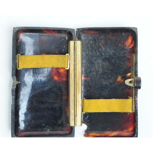 294 - Two early 20th century compact / trinket cases, comprised of a tortoiseshell brass hinged cigarette ... 