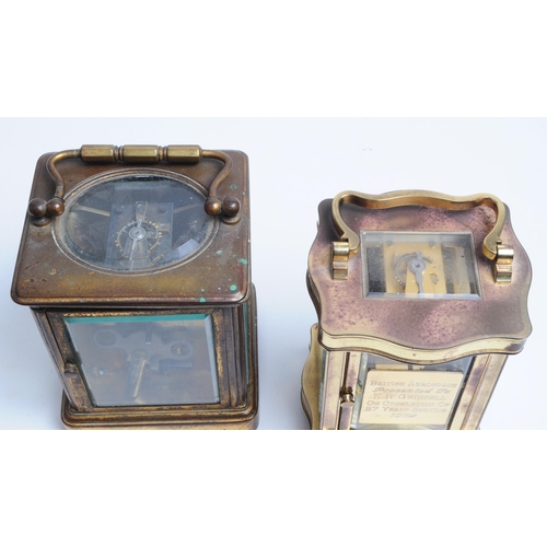 298 - Two 20th century brass carriage clocks comprised of a French L'Epee carriage clock and another Frenc... 