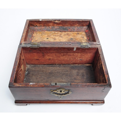 330 - George III 19th century mahogany tea caddy / trinket  chest box. Rectangular form with brass carry h... 