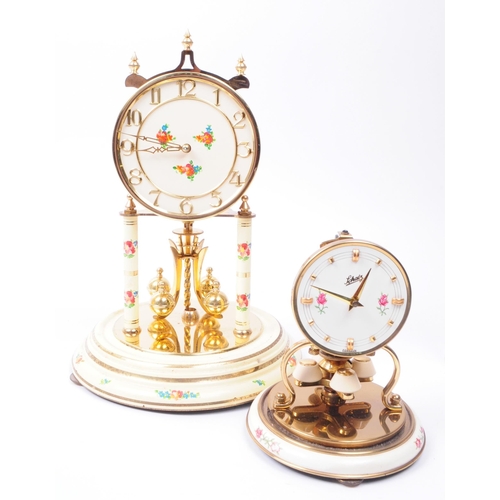 344 - Two vintage 20th century German anniversary mantel clock. Comprised of a Schatz and Sohne glazed dom... 