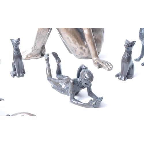 348 - Collection of assorted 20th century bronze ornamental sculptures. Including dogs, cats, pigs, a chil... 