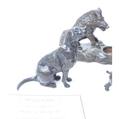 348 - Collection of assorted 20th century bronze ornamental sculptures. Including dogs, cats, pigs, a chil... 