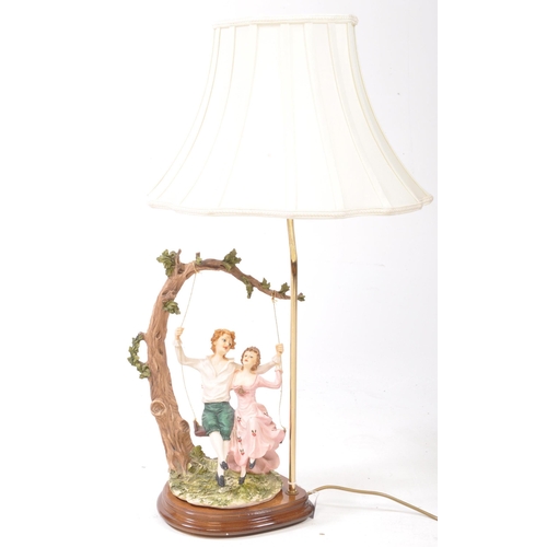 353 - Two 20th century resin table lamps, comprised of an Academy lamp decorated with three flower fairy f... 