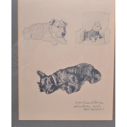 368 - After Cecil Aldin (1970 - 1935) - Three prints of 1935 dog pencil sketches. Comprised of dog breeds ... 