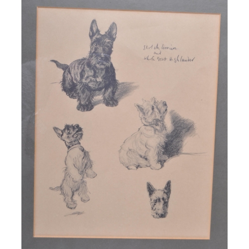 368 - After Cecil Aldin (1970 - 1935) - Three prints of 1935 dog pencil sketches. Comprised of dog breeds ... 