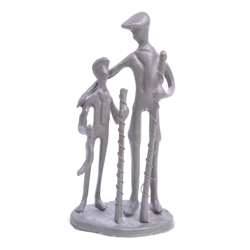 371 - Collection of five contemporary spelter ornamental sculptures all featuring family and friends in a ... 