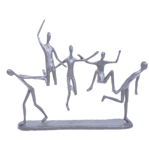 371 - Collection of five contemporary spelter ornamental sculptures all featuring family and friends in a ... 