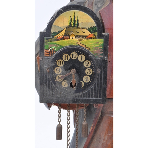 382 - An early 20th century circa 1940s Black Forest hand carved Whistler cuckoo clock figure. Gentleman h... 