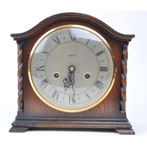 385 - Victorian 19th century Smiths Enfield mahogany and slate with malachite inset 8-day mantel clock alo... 