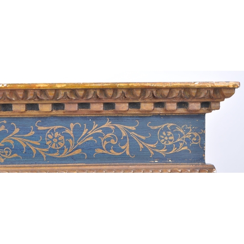 400 - 20th century florentine carved wall hanging frame with painted blue borders and gilt detailing. Meas... 