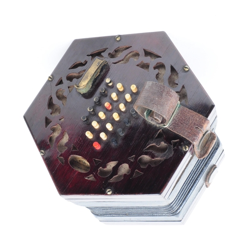 405 - Lachanel and Co - Late 19th / early 20th century 24 button concertina squeeze box, housed within the... 