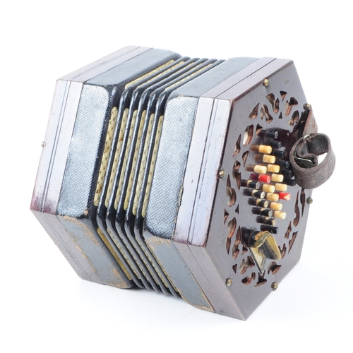 405 - Lachanel and Co - Late 19th / early 20th century 24 button concertina squeeze box, housed within the... 