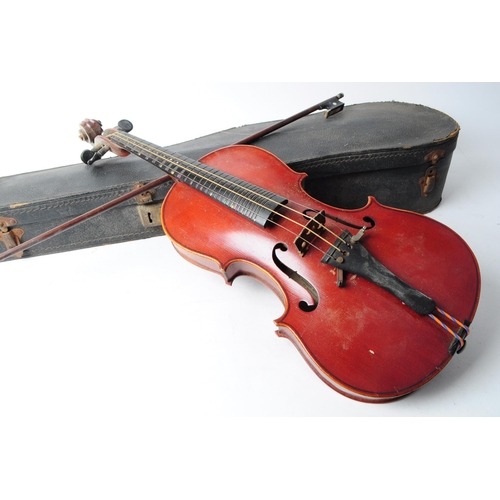 406 - An early 20th century The London Manby Violin Co. 3/4 size mahogany violin. The violin labelled to i... 