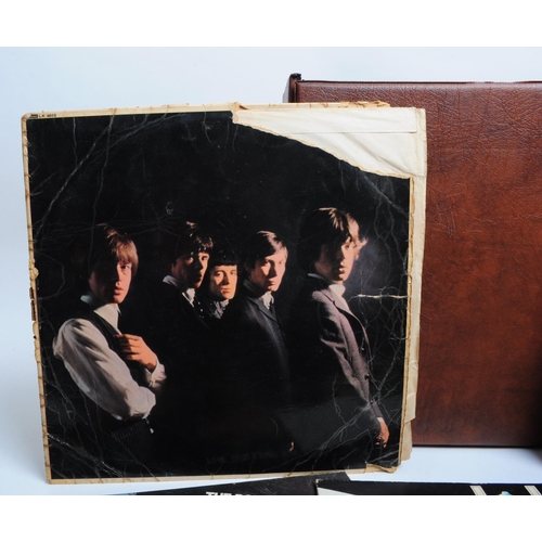 408 - Collection of 20th century rock LP vinyl records housed in a leather record case. Most notable examp... 