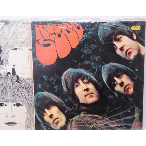 411 - The Beatles - Six late 20th century LP vinyl records. Comprised of Abbey Road PCS 7088 -2/-1, A Hard... 