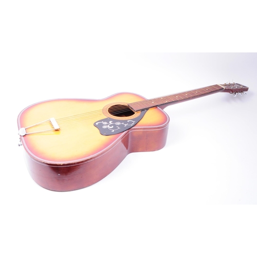 425 - A vintage 1960s Audition acoustic six string guitar with a wooden body, steel reinforced neck, plast... 