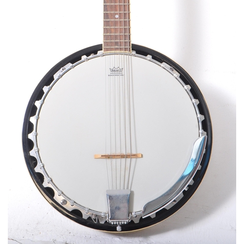 428 - Ashbury six string banjo musical instrument with maple back, sides, neck and fingerboard, dot inlays... 