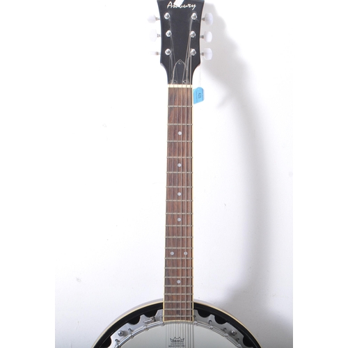 428 - Ashbury six string banjo musical instrument with maple back, sides, neck and fingerboard, dot inlays... 