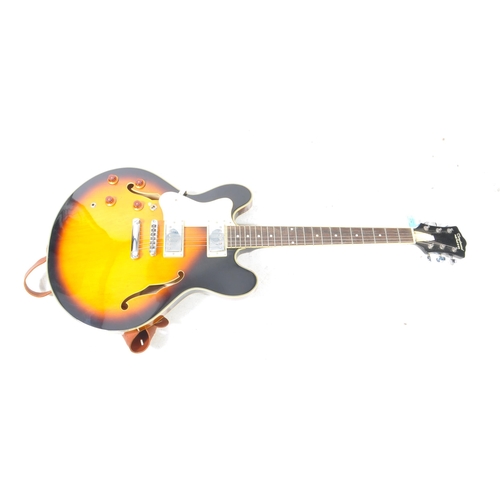 430 - Tanglewood Memphis semi acoustic left handed guitar with cherry sunburst finish, set neck, and twin ... 