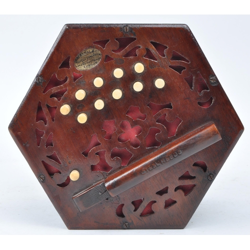 432 - Lachenal - An early 20th century Lachenal rosewood squeezebox concertina. The squeezebox in original... 