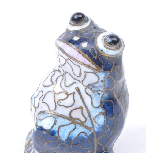 467 - Vintage late 19th century Chinese cloisonne small frog figure. In variations of blue colourway. Meas... 