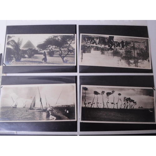 517 - Collection of early 20th century Egypt photographic postcards, including black and white, and hand c... 