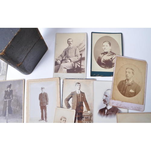 518 - Collection of early 20th century studio black and white portraits, the majority being Cardiff and Br... 