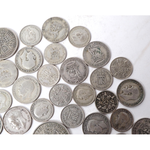 526 - A collection of early 20th century 1920 - 1947 British silver coins. The collection consiting of a s... 