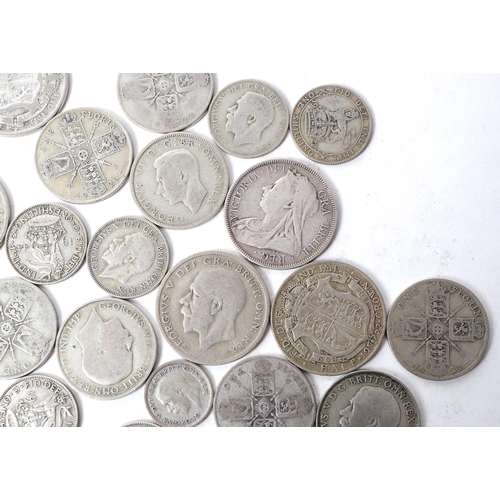 529 - A collection of early 20th century 1920 - 1947 British silver coins. The collection consiting of a s... 