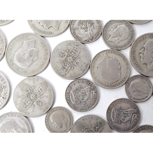 529 - A collection of early 20th century 1920 - 1947 British silver coins. The collection consiting of a s... 