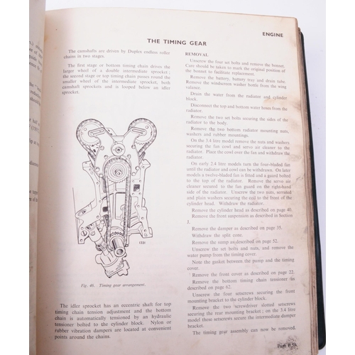 530 - Jaguar - A vintage mid 20th century Jaguar cars service manual. The ' Jaguar 2.4 litre and 3.4 litre... 