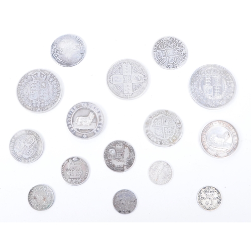 548 - A collection of 18th, 19th and 20th century British silver coins and tokens. The collection to inclu... 