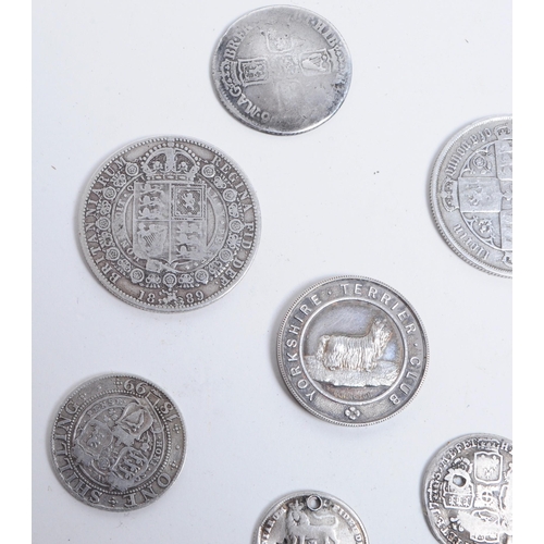 548 - A collection of 18th, 19th and 20th century British silver coins and tokens. The collection to inclu... 