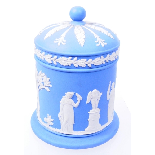 71 - Wedgwood - Jasperware - A collection of 20th century blue stoneware pieces, examples including varyi... 