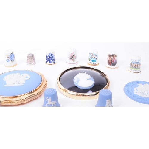 75 - Wedgwood - Collection of 20th century porcelain and china pieces. Comprised of sky blue bisque penda... 