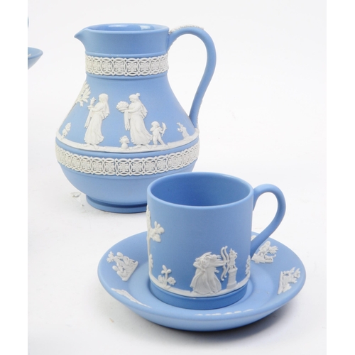 80 - Wedgwood - Jasperware - Collection of 20th century bisque porcelain sky blue pieces, comprised of a ... 