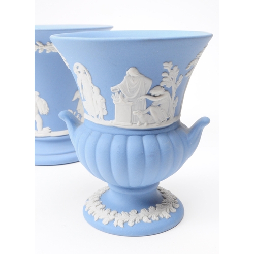 81 - Wedgwood - Jasperware - Collection of 20th century bisque porcelain sky blue pieces, comprised of va... 