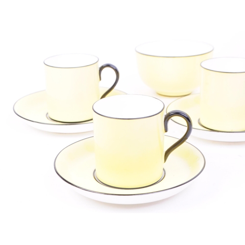 95 - Staffordshire - Mid century porcelain coffee service in yellow and black detailing. Comprised of a l... 