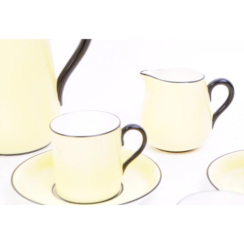 95 - Staffordshire - Mid century porcelain coffee service in yellow and black detailing. Comprised of a l... 