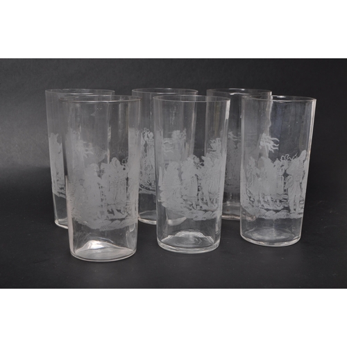 127 - Collection of French early 20th century glass pieces comprised of six acid etched drinking tumbler g... 