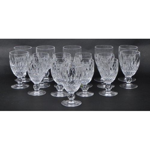 138 - Waterford - A collection of fifteen Waterford Colleen cut crystal wine / claret glasses. Having roun... 