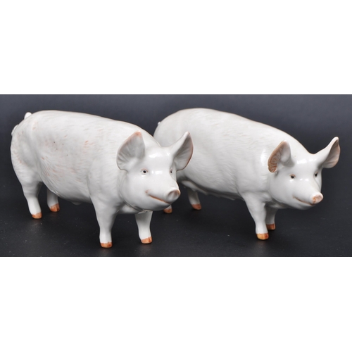 187 - Collection of five 20th century porcelain pig figurines from various makers. Comprised of a Belleek ... 