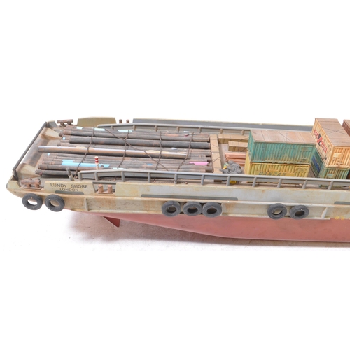 200 - A large vintage 20th century scratch built model container storage sailing boat / ship. Having a pai... 