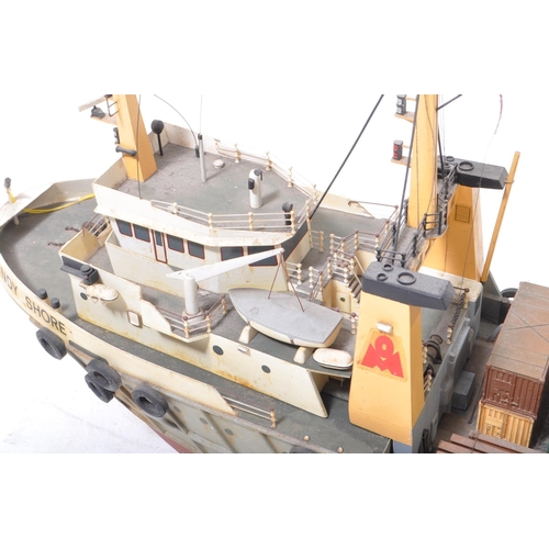 200 - A large vintage 20th century scratch built model container storage sailing boat / ship. Having a pai... 