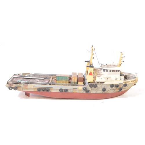 200 - A large vintage 20th century scratch built model container storage sailing boat / ship. Having a pai... 