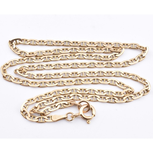 143 - Italian 9ct gold flat-linked mariner chain necklace. Marked 375, Italy. Gross weight 7.68g. Length 4... 