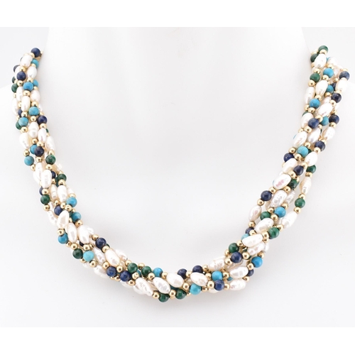 154 - Two beaded necklaces with gold clasps. The lot to include a multi-strand beaded necklace comprised o... 