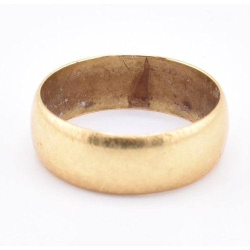 159 - An 18ct gold band ring. Inner shank marked 18ct. Gross weight 6.36g. Size Q. All weights, measuremen... 