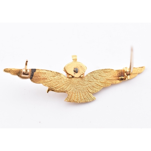 19 - A gold and enamel RAF sweetheart brooch pin. The brooch in the form of an eagle surmounted by crown ... 